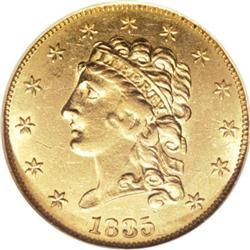 1835 $2 1/2 AU58 NGC