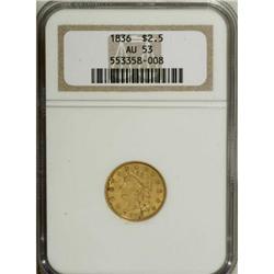 1836 $2 1/2 Script 8 AU53 NGC