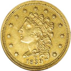 1839-D $2 1/2 AU53 NGC