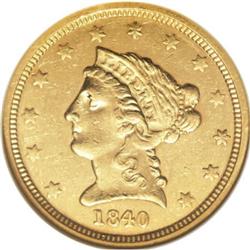 1840 $2 1/2 AU58 NGC