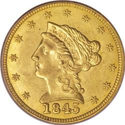 1845 $2 1/2 MS63 PCGS