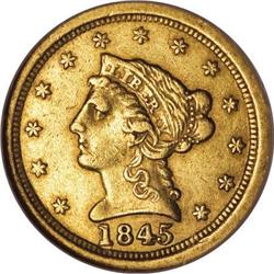 1845-O $2 1/2 AU50 NGC