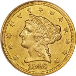 1849-C $2 1/2 AU58 PCGS