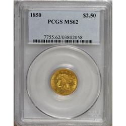 1850 $2 1/2 MS62 PCGS