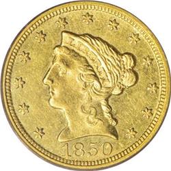 1850-C $2 1/2 AU58 PCGS