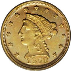 1850-D $2 1/2 AU58 PCGS