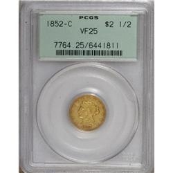 1852-C $2 1/2 VF25 PCGS
