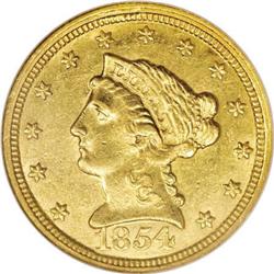 1854-C $2 1/2 AU58 NGC