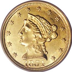 1854-O $2 1/2 MS61 PCGS