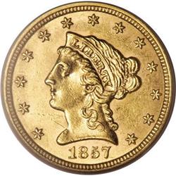 1857-S $2 1/2 MS62 PCGS