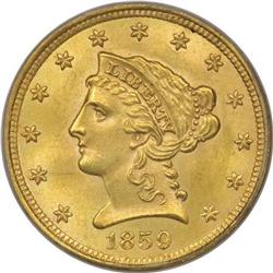 1859 $2 1/2 New Reverse, Type Two MS63 PCGS