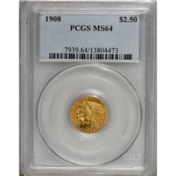 1908 $2 1/2 MS64 PCGS