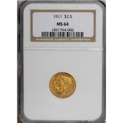 1911 $2 1/2 MS64 NGC