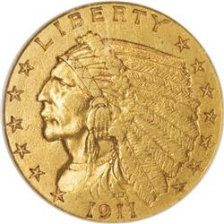 1911-D $2 1/2 Weak D AU50 NGC