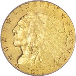 1911-D $2 1/2 Weak D AU50 PCGS