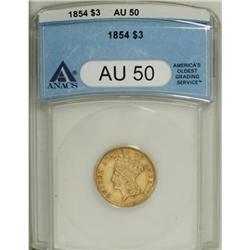 1854 $3 AU50 ANACS