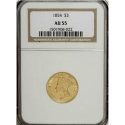 1854 $3 AU55 NGC