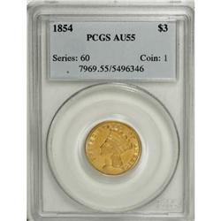 1854 $3 AU55 PCGS