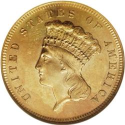 1870 $3 MS62 NGC