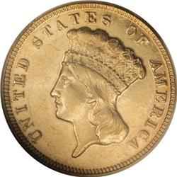 1872 $3 AU58 PCGS