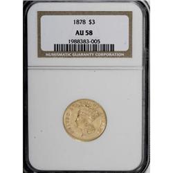 1878 $3 AU58 NGC
