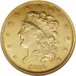 1834 $5 Plain 4 AU55 NGC