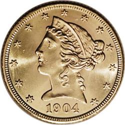 1904-S $5 MS65 NGC