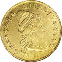 1801 $10--Damaged, Cleaned--ANACS. AU50 Details