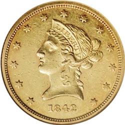 1842 $10 Small Date AU55 NGC