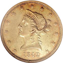 1842-O $10 AU55 NGC