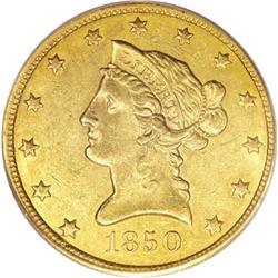 1850 $10 Small Date AU58 PCGS