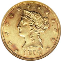 1850-O $10 AU58 NGC