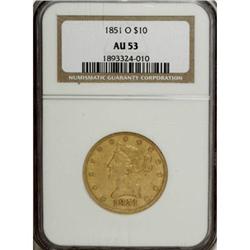 1851-O $10 AU53 NGC