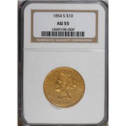1854-S $10 AU55 NGC