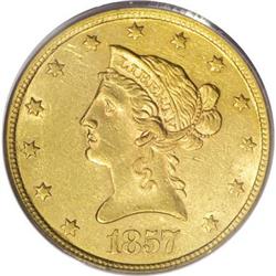 1857 $10 AU58 PCGS