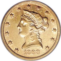 1868-S $10 AU58 ICG