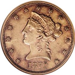 1870-S $10 AU55 NGC