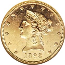 1893 $10 Prooflike MS62 NGC