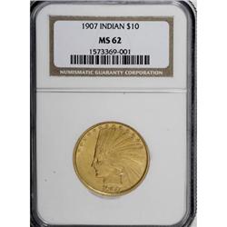 1907 $10 No Periods MS62 NGC