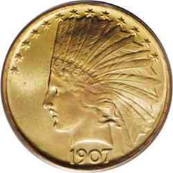 1907 $10 No Periods MS65 PCGS