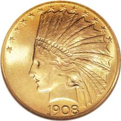 1908 $10 Motto MS64 NGC