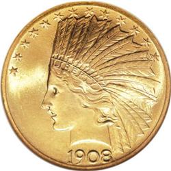 1908 $10 Motto MS65 NGC