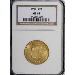 1926 $10 MS64 NGC. This Choice eagle has an evenly str