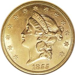 1855-S $20 MS60 ANACS