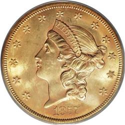 1857-S $20 MS62 PCGS