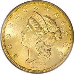 1857-S $20 MS63 PCGS