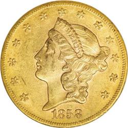 1858-S $20 AU58 PCGS