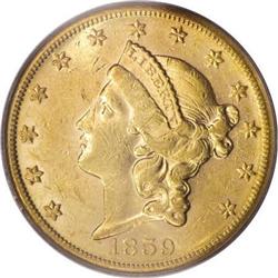 1859-S $20 AU55 PCGS