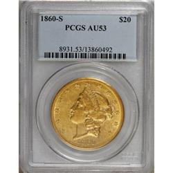 1860-S $20 AU53 PCGS