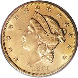 1860-S $20 MS61 PCGS